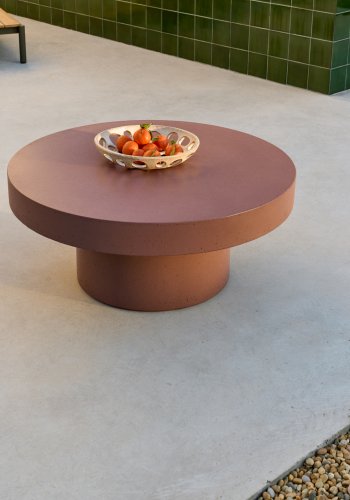 KAVE HOME Aiguablava udendrs sofabord, rund - terracotta cement (90)