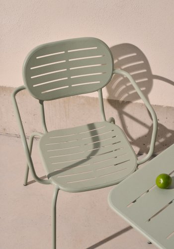 KAVE HOME Brai havestol, m. armln, stabelbar - turkis galvaniseret stl