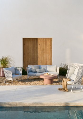 KAVE HOME Saconca udendrs 3-personers sofa i tovsnor og gr galvaniseret stl 189cm