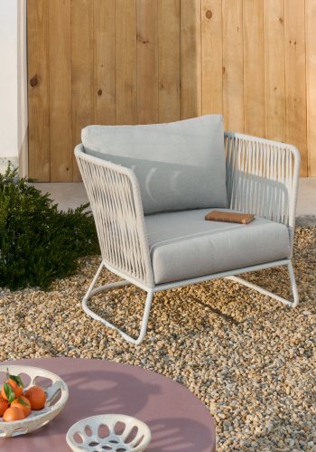 KAVE HOME Saconca udendrs lnestol i tovsnor og grgalvaniseret stl