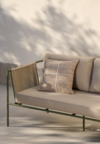 KAVE HOME Zivia udendrs 2-personers sofa i ecru rebsnor og grn galvaniseret stl 178cm