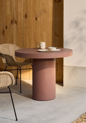 KAVE HOME Aiguablava havebord, rund - terracotta cement (90)