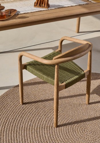 KAVE HOME Nina havestol, m. armln, stabelbar - grn tovsnor og akacietr