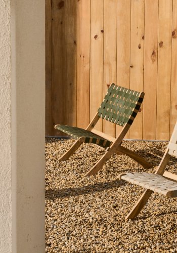 KAVE HOME Chabeli udendrs klapstol - grn stof snor og akacietr