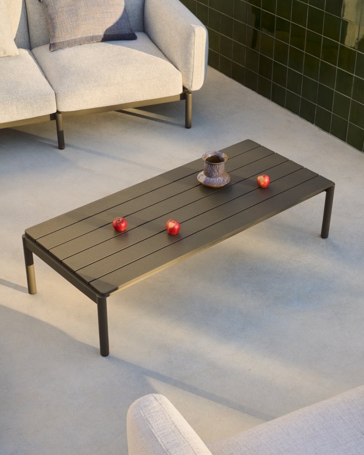 KAVE HOME Sorells udendrs sofabord, rektangulr - grn aluminium (63x144,6)