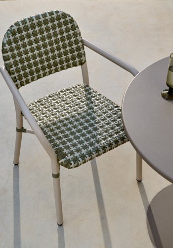 KAVE HOME Tuccia havestol, m. armln - beige/grn syntetisk rattan og beige aluminium