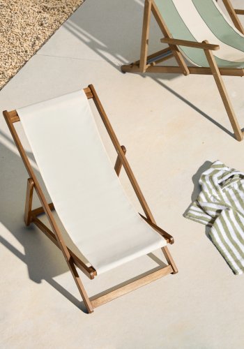 KAVE HOME Adredna liggestol til brn, foldbar - beige polyester og akacietr