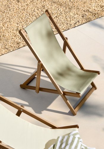 KAVE HOME Adredna liggestol til brn, foldbar - grn polyester og akacietr