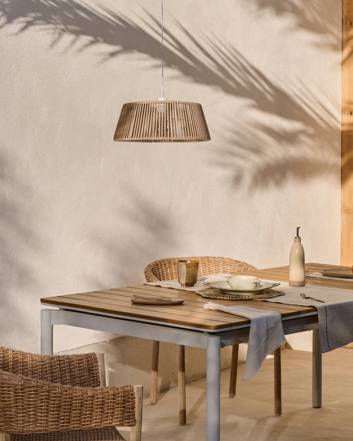 KAVE HOME Aldet udendrs loftslampeskrm - gr tovsnor og aluminium (46)