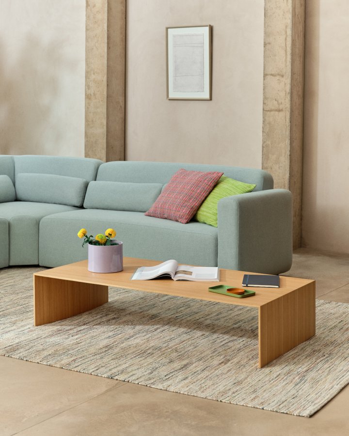 KAVE HOME Litto egefiner sofabord med naturlig farve finish, 140 x 70 cm