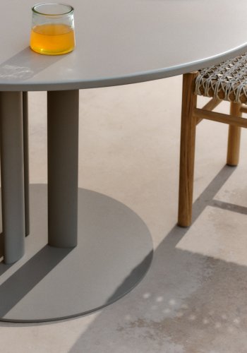 KAVE HOME Sedalis rundt udendrs bord i stl med taupe aluminiumsplade Ã˜80cm