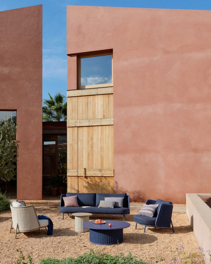 KAVE HOME Sedalis udendrs sofabord i aluminium med bl tovsnor Ã˜99 cm