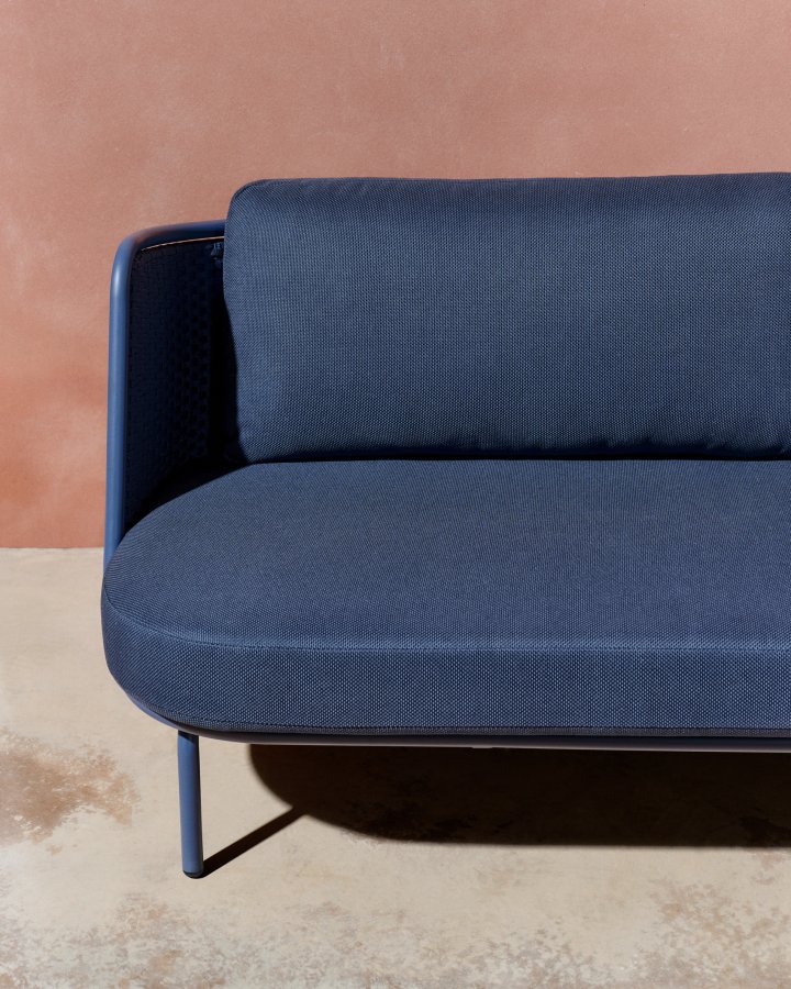 KAVE HOME Sedalis udendrs 3-personers sofa i aluminium og bl tovsnor 210cm