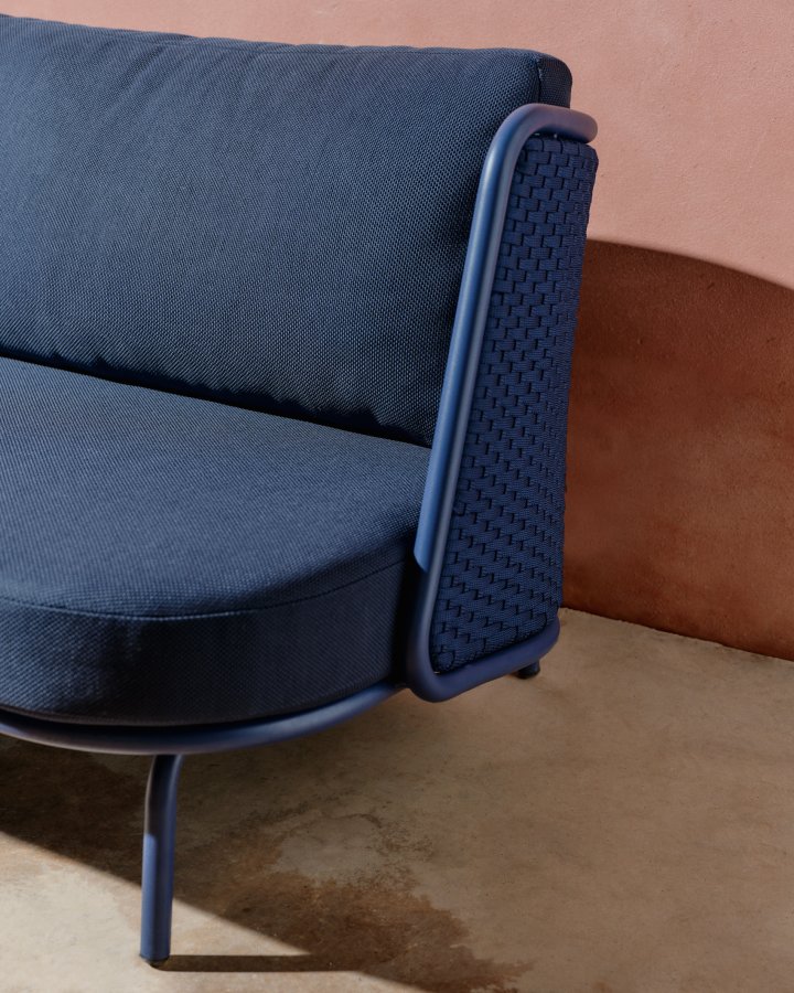 KAVE HOME Sedalis udendrs 3-personers sofa i aluminium og bl tovsnor 210cm