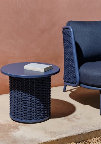 KAVE HOME Sedalis udendrs sidebord i aluminium og bl tovsnor Ã˜50cm