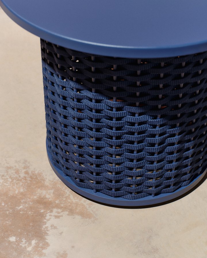 KAVE HOME Sedalis udendrs sidebord i aluminium og bl tovsnor Ã˜50cm