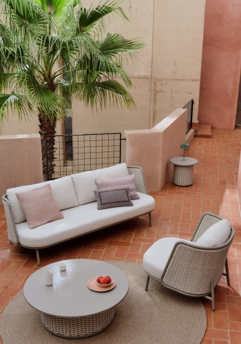 KAVE HOME Sedalis udendrs 3-personers sofa i aluminium og taupe reb 210cm