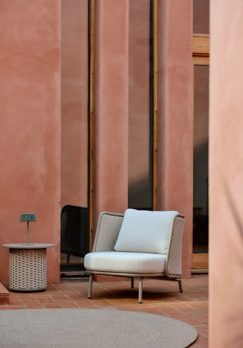 KAVE HOME Sedalis udendrs lnestol i aluminium og taupe tovsnor