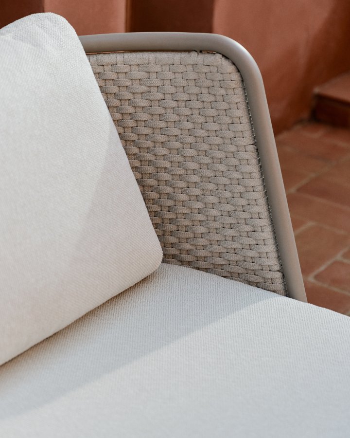 KAVE HOME Sedalis udendrs lnestol i aluminium og taupe tovsnor