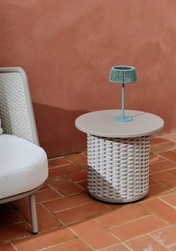 KAVE HOME Aldet udendrs solcelle bordlampe, brbar - turkis tovsnor og aluminium