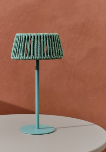 KAVE HOME Aldet udendrs solcelle bordlampe, brbar - turkis tovsnor og aluminium