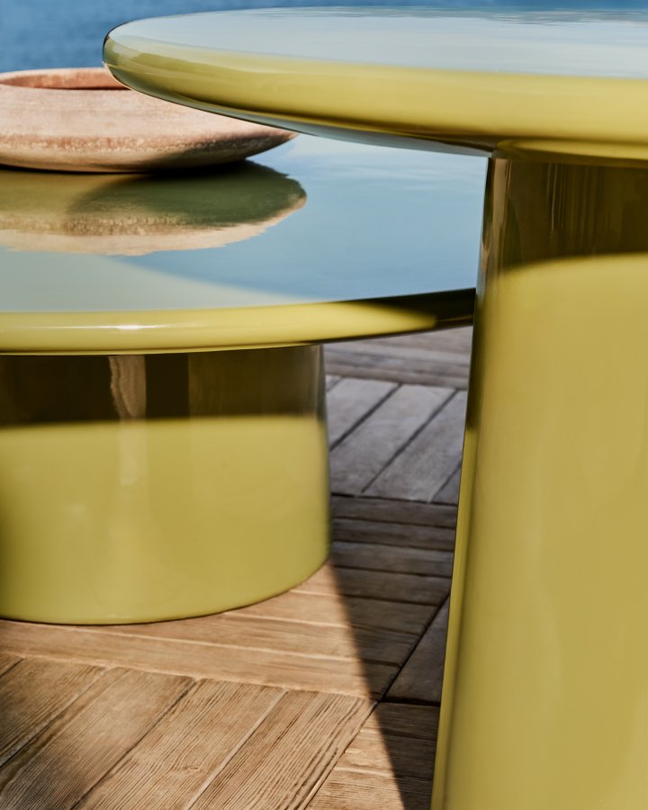 KAVE HOME Albanella sofabord, rund - blank grn cement (110)