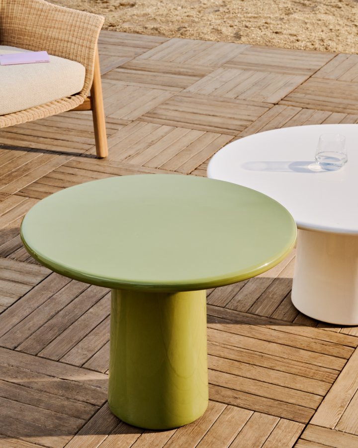 KAVE HOME Albanella sofabord, rund - blank grn cement (65)