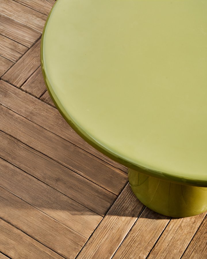 KAVE HOME Albanella sofabord, rund - blank grn cement (65)