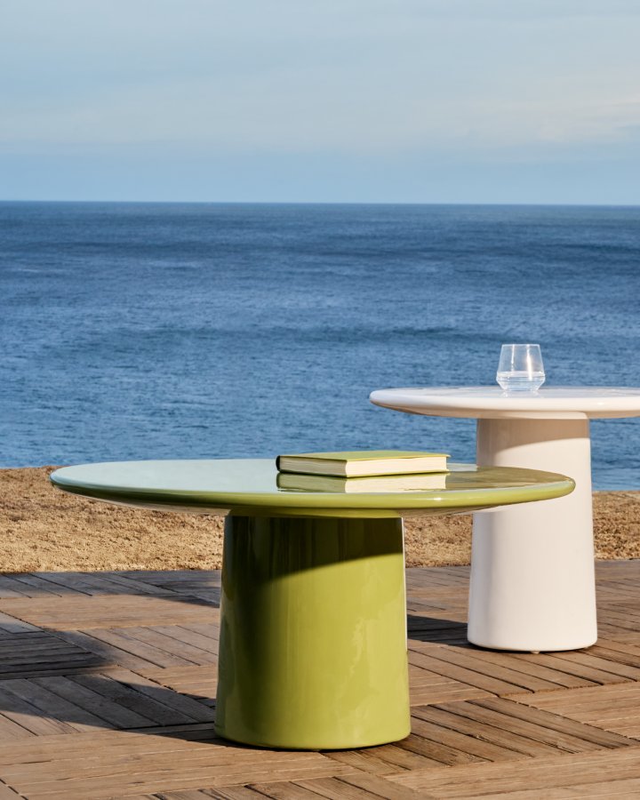 KAVE HOME Albanella sofabord, rund - blank grn cement (85)