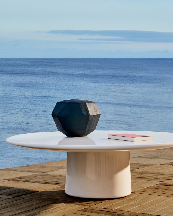 KAVE HOME Albanella sofabord, rund - blank hvid cement (110)