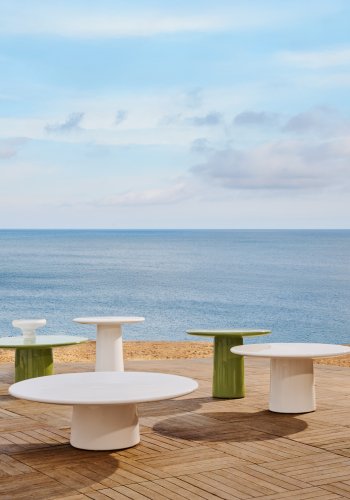 KAVE HOME Albanella sofabord, rund - blank grn cement (65)