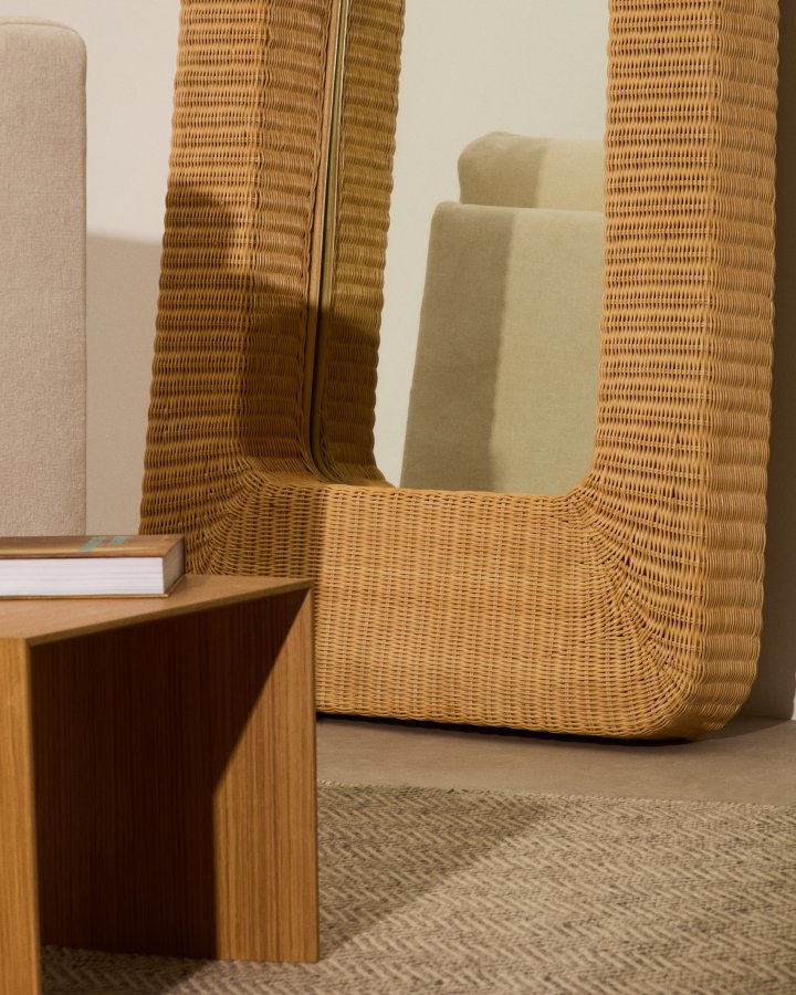 KAVE HOME Zilna rattan spejl 58 x 120 cm