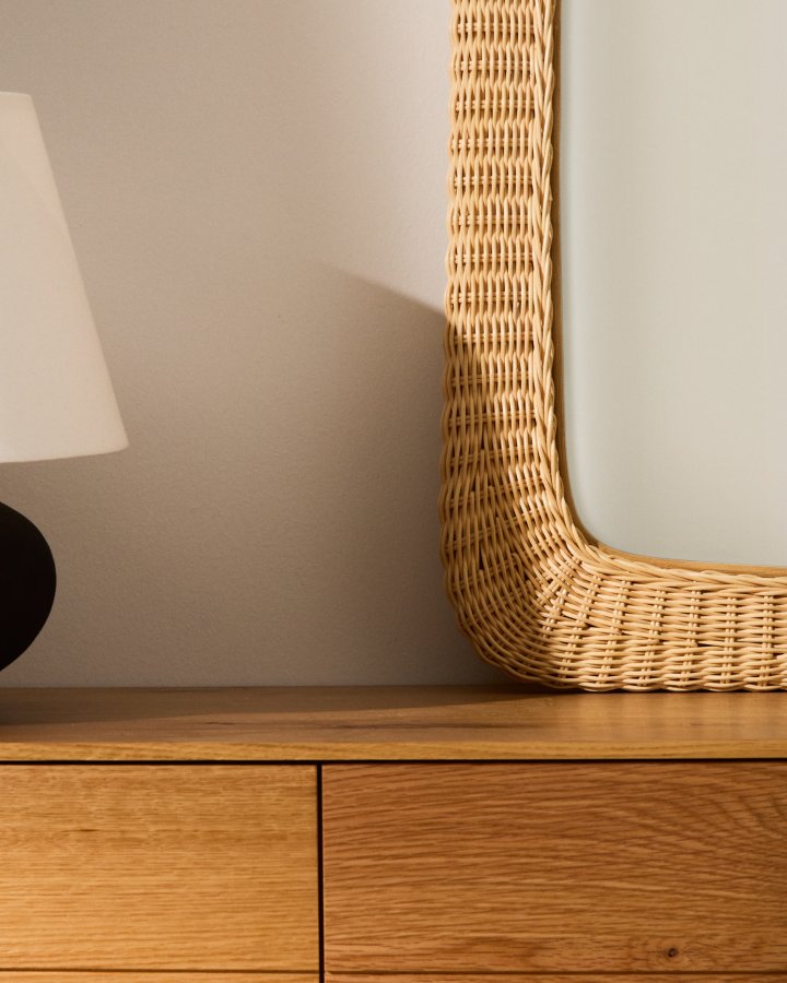 KAVE HOME Zilna rattan spejl 58 x 79cm