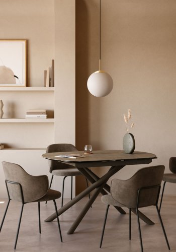 KAVE HOME Yodalia spisebord, m. udtrk - sort glas, keramik og stl (130(190)x100)