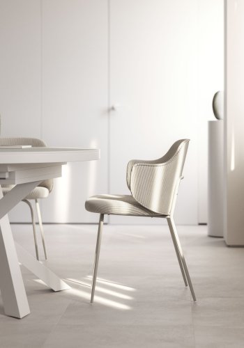 KAVE HOME Yunia spisebordsstol, m. armln - beige fljl og beige stl