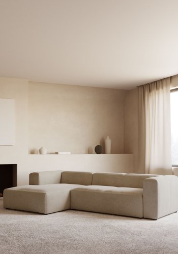 KAVE HOME Blok 3 pers. sofa, m. venstre chaiselong - beige stof