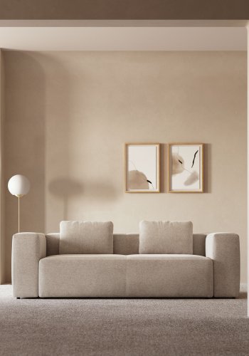 KAVE HOME Blok 3 pers. sofa - beige polyester og stl