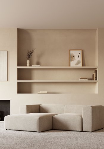 KAVE HOME Blok sofa, m. venstre chaiselong - beige polyester og stl