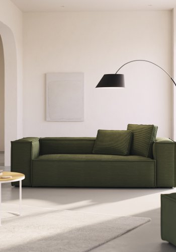 KAVE HOME Blok corduroy pude, rektangulr - grn fljl (50x60)