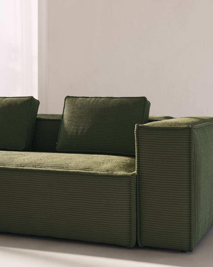 KAVE HOME Blok hjrnesofa - grn corduroy fljl (320x230 cm)
