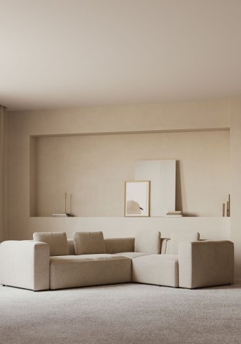 KAVE HOME Blok hjrnesofa - beige polyester