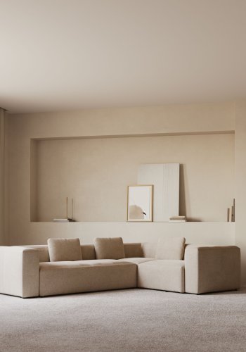 KAVE HOME Blok hjrnesofa - beige polyester