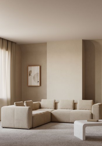 KAVE HOME Blok hjrnesofa - beige polyester