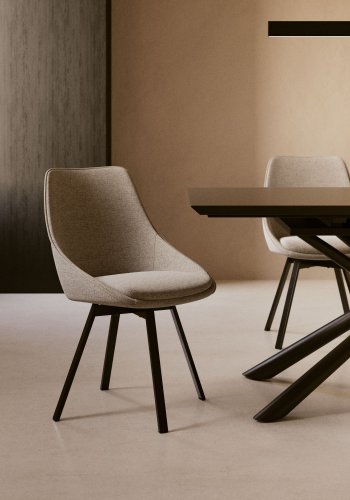 KAVE HOME Haston spisebordsstol m. armln - gr stof og metal med krydsfiner