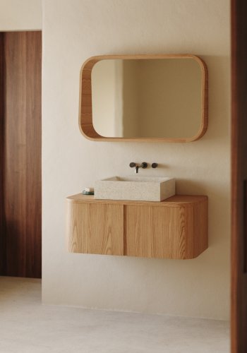 KAVE HOME Salaya ask lamineret krydsfiner badevrelsesskab i naturlig finish, 90 x 45 cm