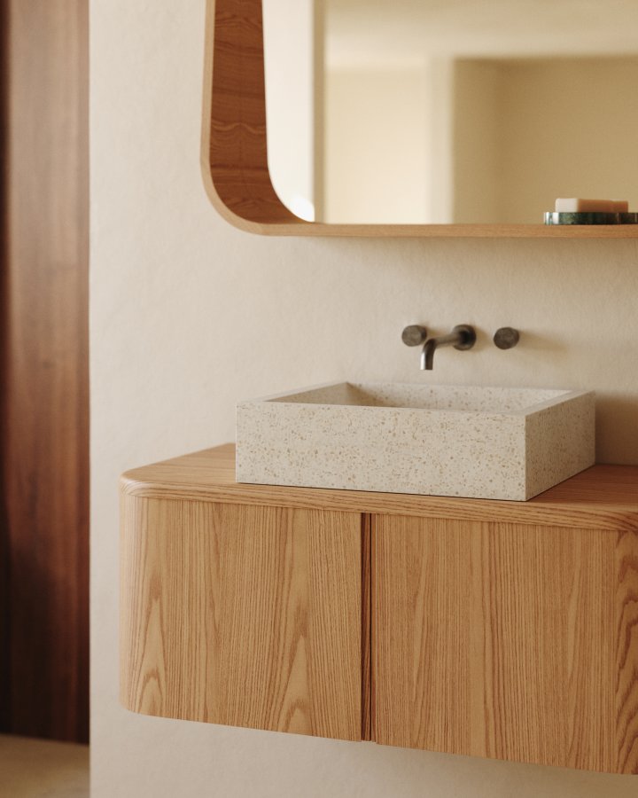 KAVE HOME Salaya ask lamineret krydsfiner badevrelsesskab i naturlig finish, 90 x 45 cm