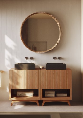 KAVE HOME Sunday badevrelsesmbel, m. 2 lger og 2 hylder - natur teaktr