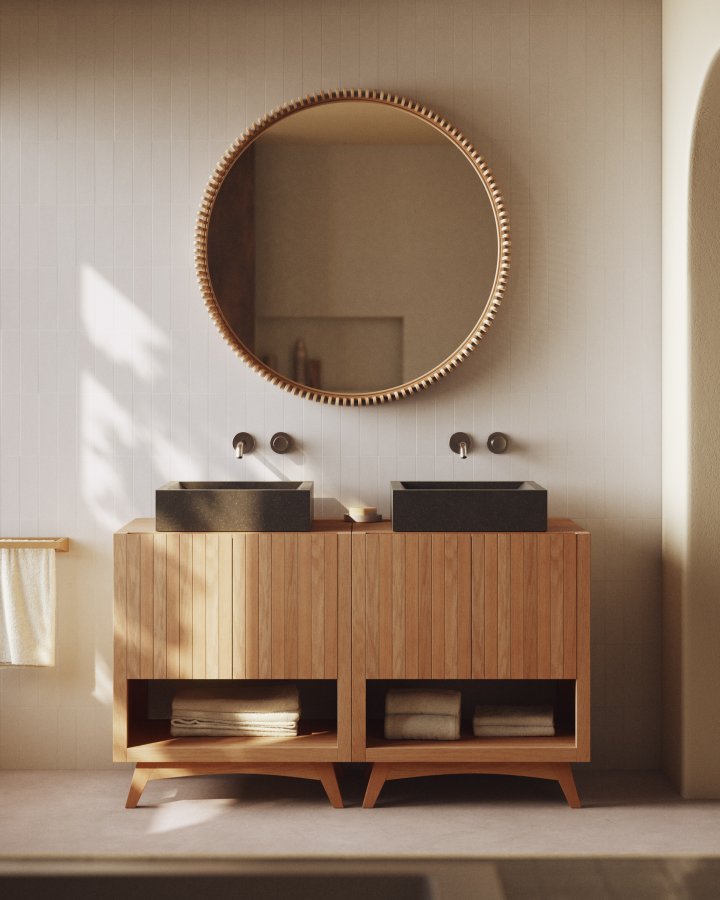 KAVE HOME Sunday badevrelsesmbel, m. 2 lger og 2 hylder - natur teaktr