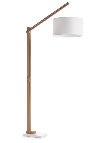KAVE HOME Izar gulvlampe - natur tr og hvid metal/bomuld
