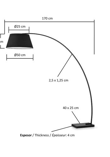 KAVE HOME Chop gulvlampe - sort metal/marmor/stof 